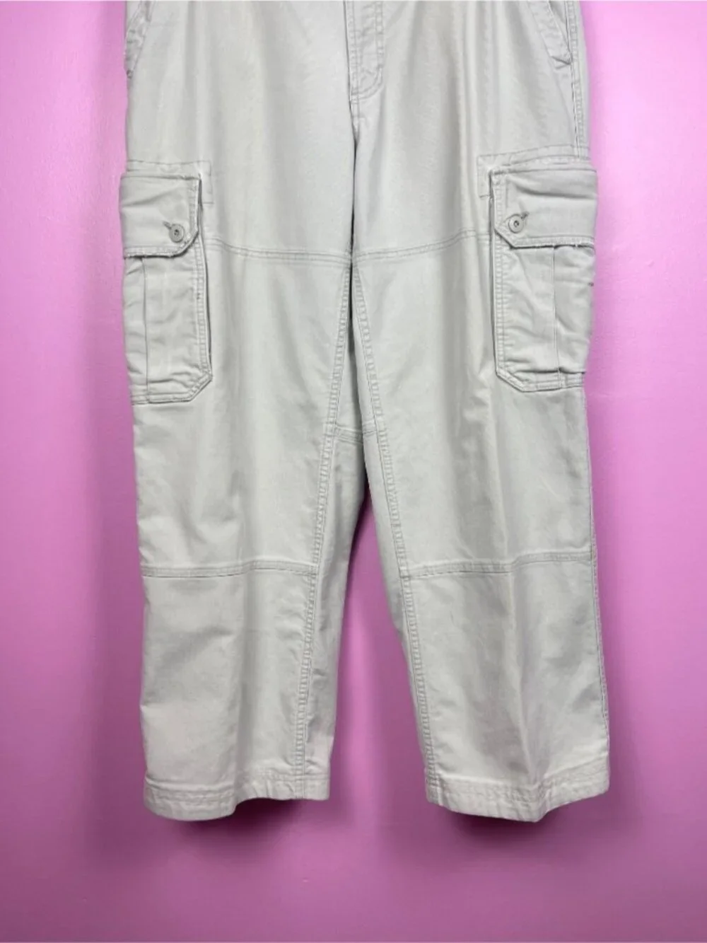 GAP Khakis Y2K Vintage Cargo Pants Beige Distressed Straight Leg Men’s 36